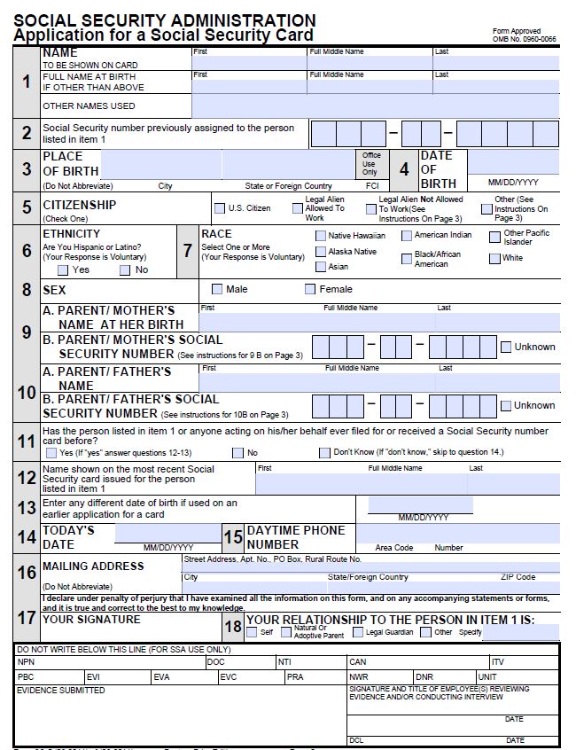 Social Security Form Ss 5 Fillable - Printable Forms Free Online