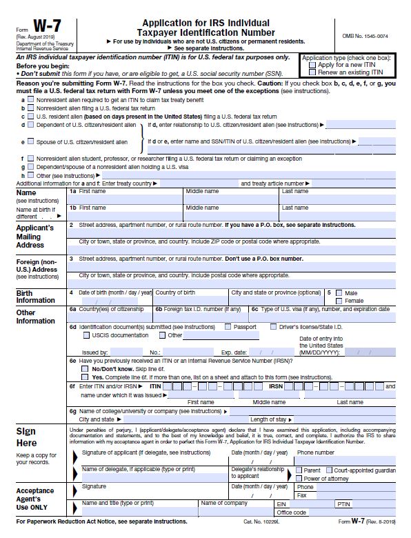 generate W-7 Form with Sprintax