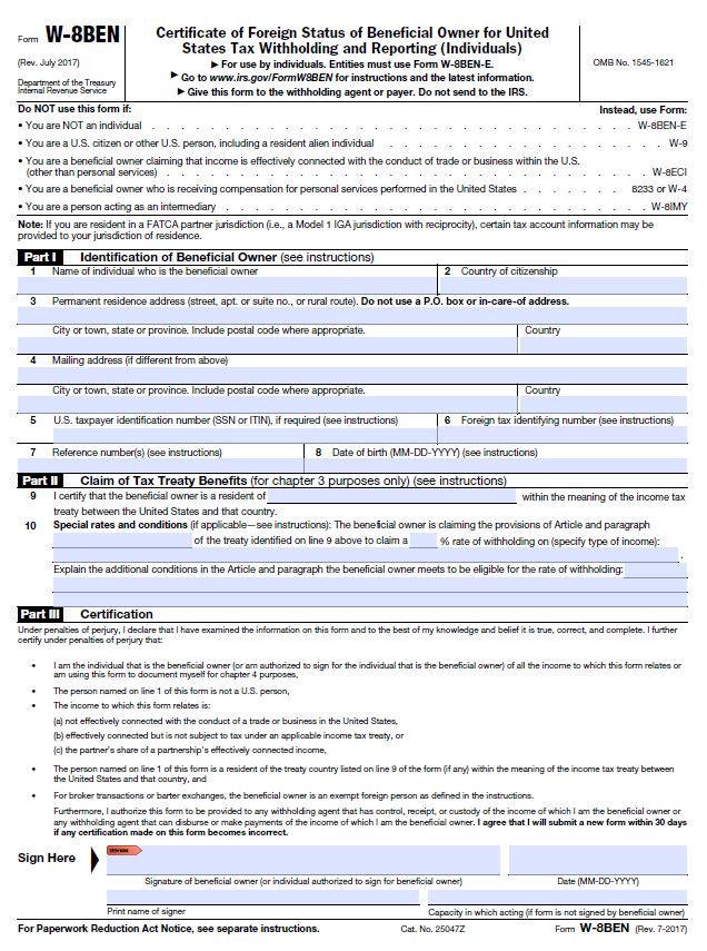 W-8BEN: When to Use It and Other Types of W-8 Tax Forms