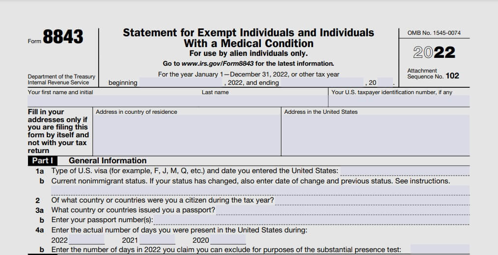 Form 8843 Filing Instructions How To Fill Out 8843 Form Online