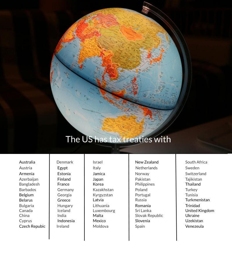 US tax treaties for J-1, F-1 visa and other nonresident aliens