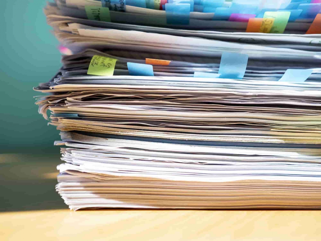 a pile of tax documents