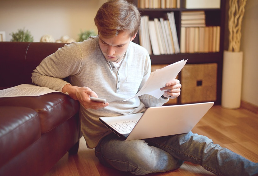 man filing taxes