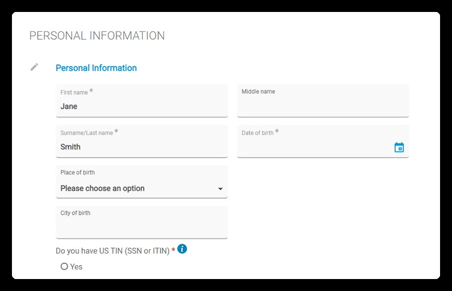 Sprintax Forms online questionnaire