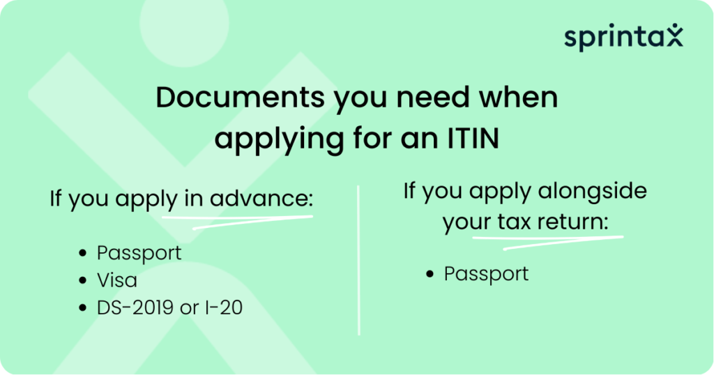 documents to apply for ITIN for non resident alien