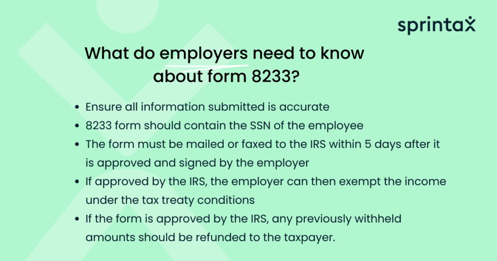 Form 8233 Instructions for employers