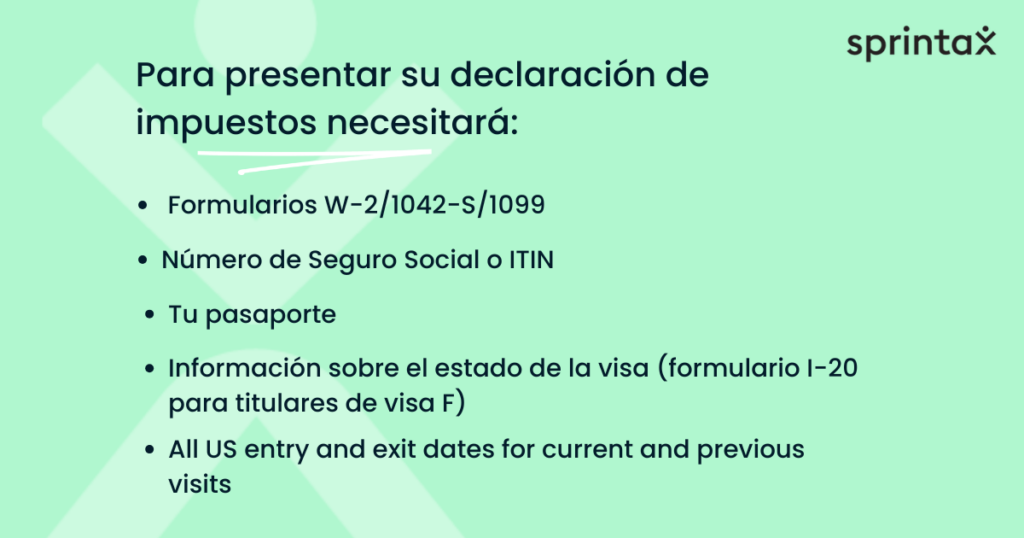 Documentos para presentar su declaración de impuestos