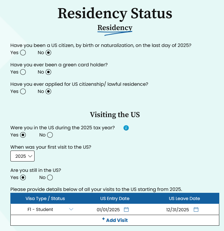 Amend tax return Sprintax 2025 Residency status