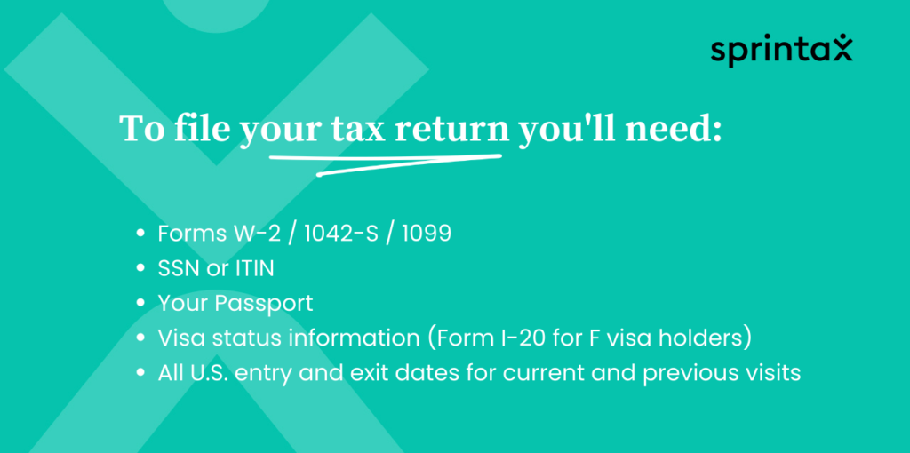 Documents to file international student tax return
