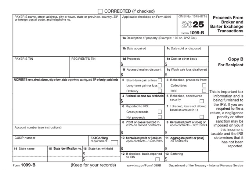 Below, you can see a step-by-step analysis of each part of the 1099-B form: