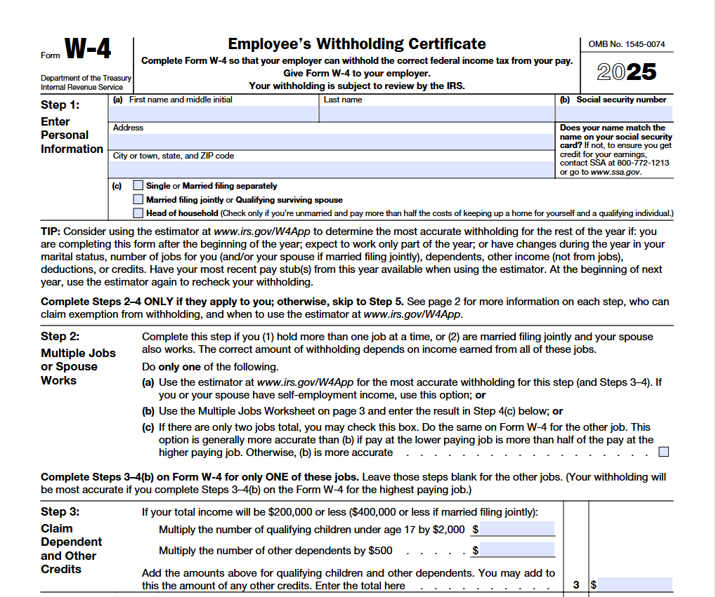 W-4 form 2025