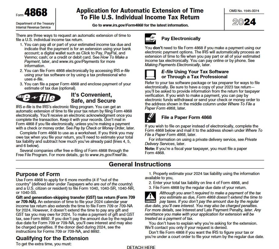 form 4868 for tax year 2024